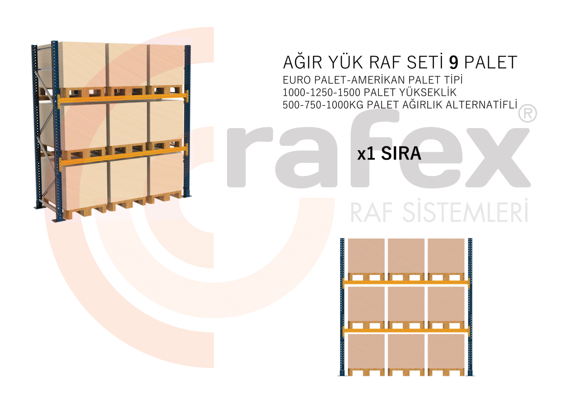 9 Paletli Raf Seti - Zemin + 2 Kat - 1 Set