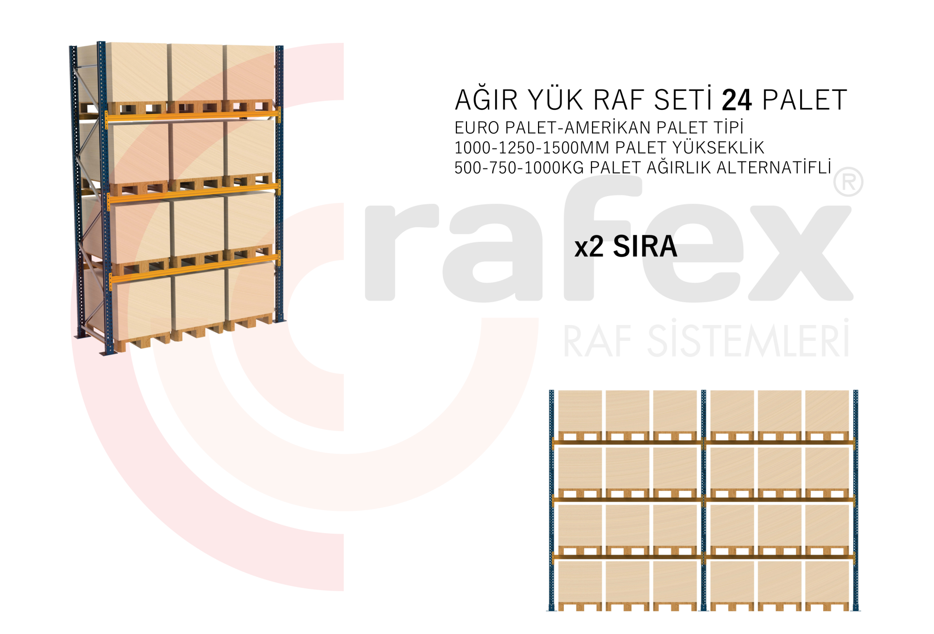 24 Paletli Raf Seti - Zemin + 3 Kat - 2 Set