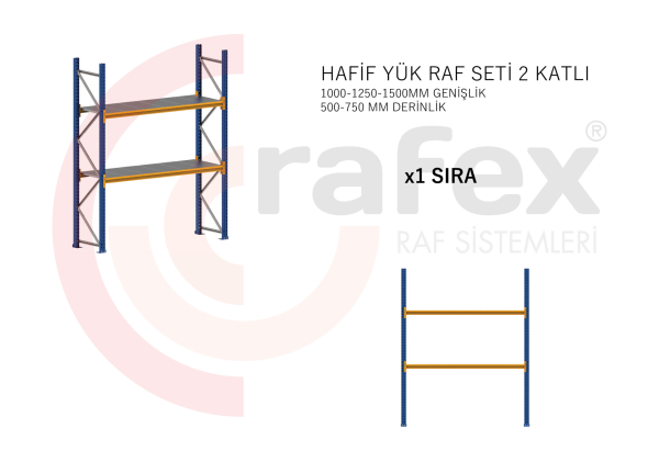 2 Katlı Hafif Yük Raf Sistemi 1 Set